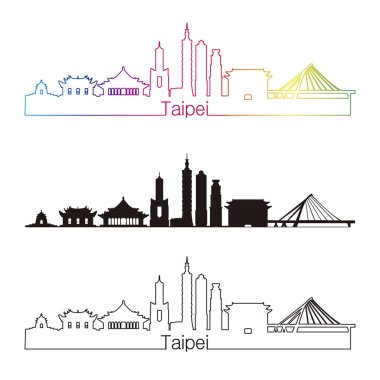 Taipei V2 manzarası doğrusal stiliyle gökkuşağı