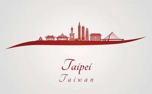 Taipei V2 skyline en rojo — Archivo Imágenes Vectoriales