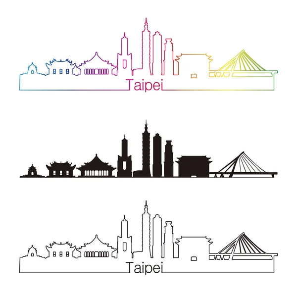 Taipei V2 skyline lineaire stijl met regenboog — Stockvector