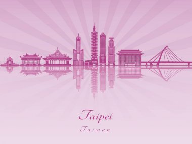 Taipei V2 skyline in purple radiant orchid clipart