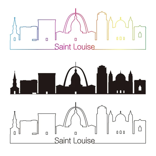 Saint Louise Skyline linearer Stil mit Regenbogen — Stockvektor