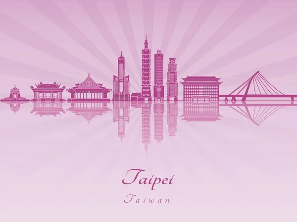 Taipei V2 skyline in paarse radiant orchid — Stockvector