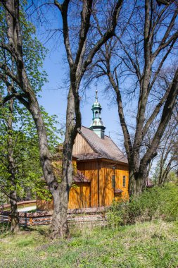 Wieliczka - Polonya. Eski ahşap St. Sebastian church.