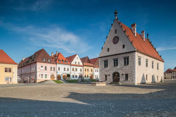 Bardejów Słowacja Sierpnia 2015 Stare Główne Kwadratowych Budynków Głównie Renesansu — Zdjęcie stockowe