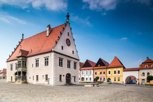 Bardejov Slovakien Augusti 2015 Gamla Torget Huvudbyggnader Mestadels Renässans Ursprungligen — Stockfoto