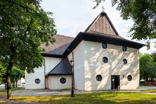 Kežmarok Slovensko Srpna 2015 Budova Starého Artikulární Kostel Kostel Nejsvětější — Stock fotografie