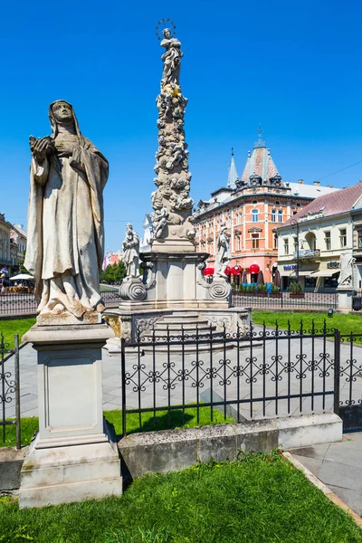 コシツェ スロバキア 2015 コシツェ スロバキア ペスト柱や Immaculata はバロックのペスト柱 マリアンと聖三位一体柱 列は小さな公園にあるペスト — ストック写真