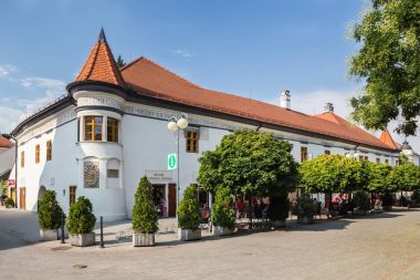 Pezinok, Slovakya - Ağustos 03. Pezinok - eski Belediye Binası Pezinok şehir - locatec yaklaşık 20 km Slovakya'nın başkenti - Bratislava.
