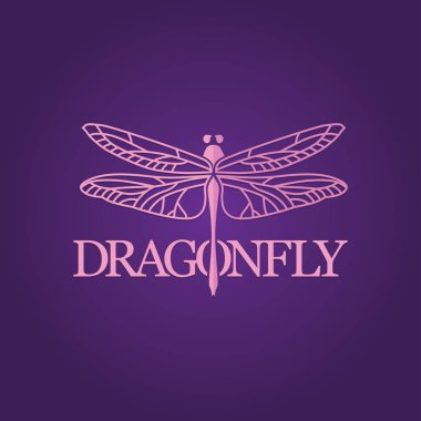 Dragonfly Pink at Violet Background clipart