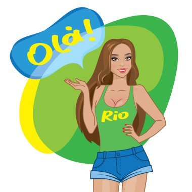 Sexy girl in jeans shorts clipart