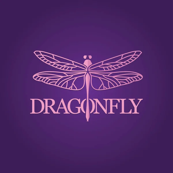 Dragonfly rosa em fundo violeta — Vetor de Stock