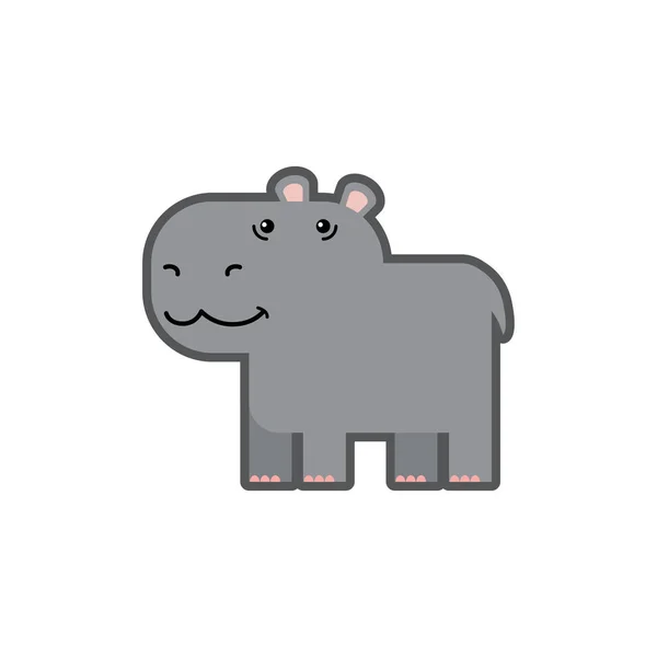 Ilustración vectorial animal aislada sobre fondo blanco. Feliz hipopótamo para jardín de infantes, escuela primaria, tienda de juguetes, tienda de ropa para niños. Logotipo para marca infantil . — Vector de stock
