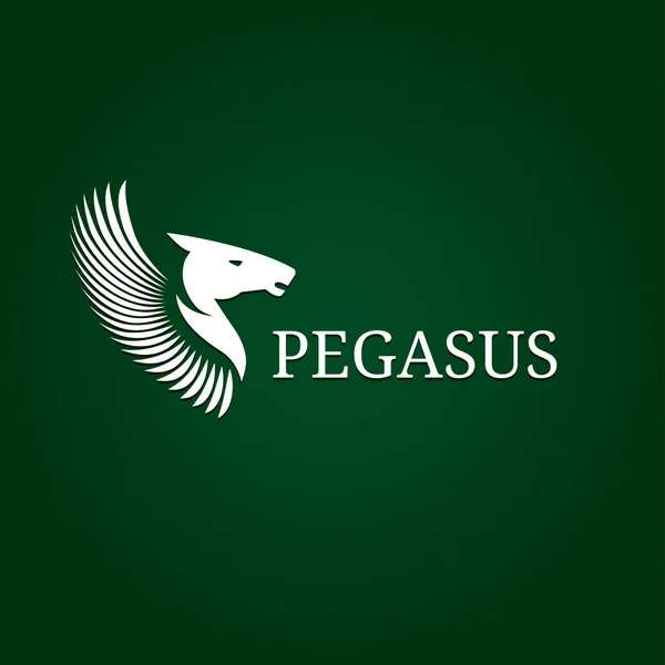 Sílhueta de cabeça de cavalo. Modelo de vetor de design de logotipo. Ícone de emblema do logotipo. Pegasus mitológico com asas. Símbolo de força, potência e determinação . — Vetor de Stock