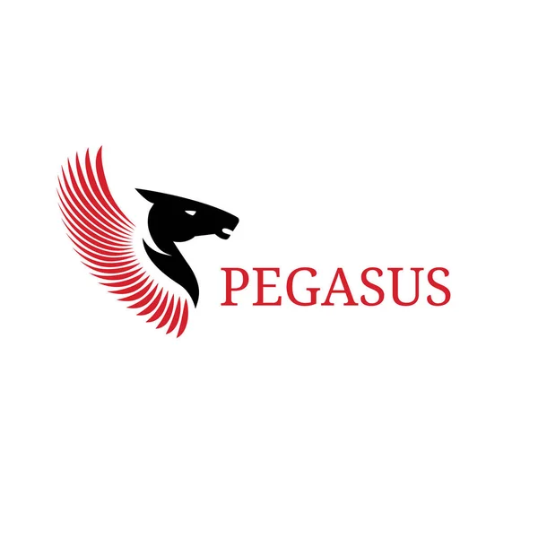 Sílhueta de cabeça de cavalo. Modelo de vetor de design de logotipo. Ícone de emblema do logotipo. Pegasus mitológico com asas. Símbolo de força, potência e determinação . — Vetor de Stock