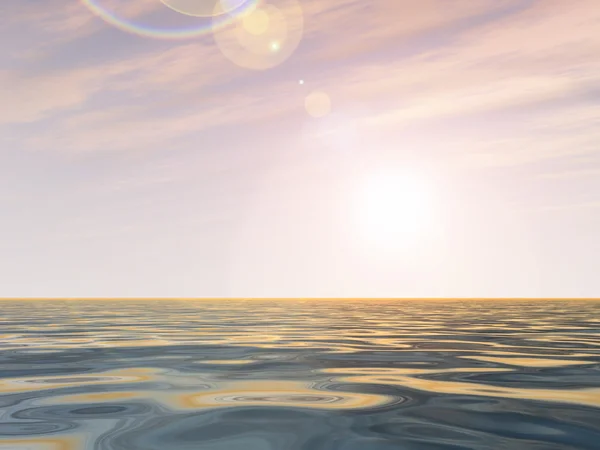 Soleil proche de l'horizon et de la mer — Photo