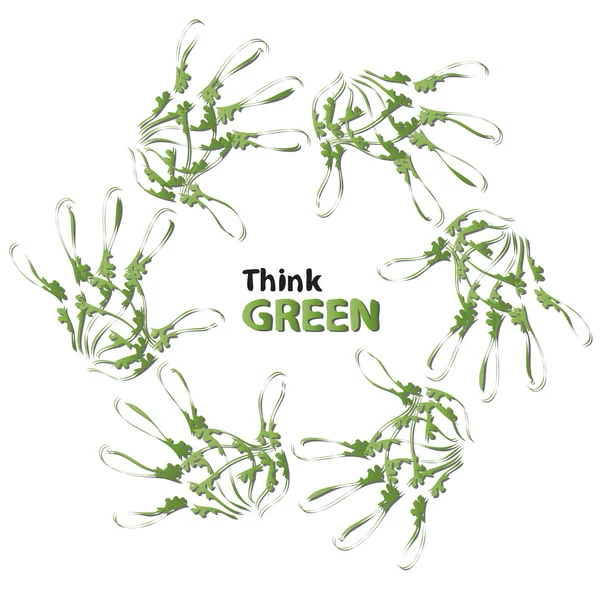 Abstracte groene ecologie hand afdrukken — Stockfoto