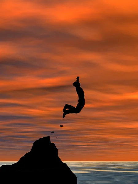 Businessman silhouette jumping — Stock Photo, Image