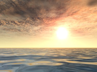 Güneş ufuk ve denize yakın 