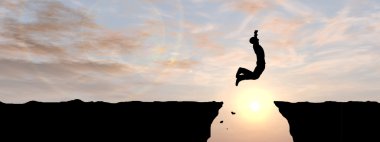 İşadamı siluet atlama 