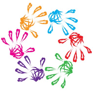 renkli boya el baskı daire