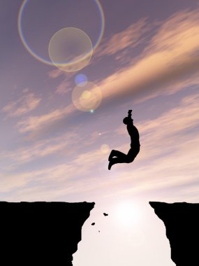  İşadamı siluet atlama