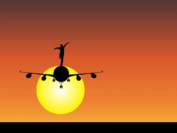 Businessman black silhouette over a sunset — Stock Photo, Image