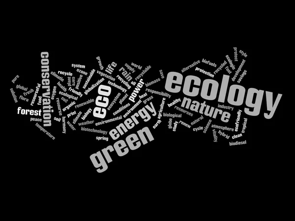Ecologia e conservação nuvem de palavras — Fotografia de Stock