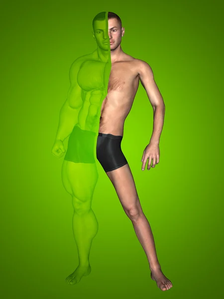 健美运动员 vs 体重瘦瘦的男人 — 图库照片