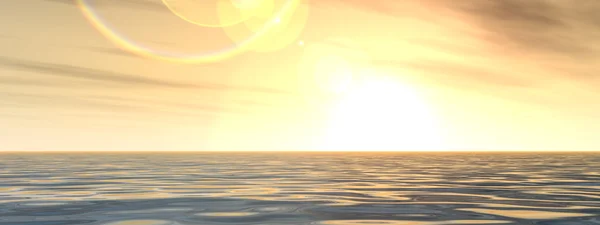 Сонце поруч з горизонтом і морем — стокове фото