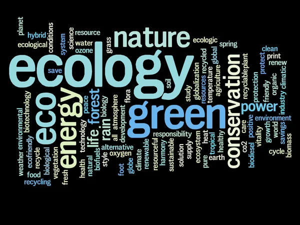 Ecología y conservación palabra nube — Foto de Stock