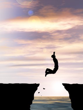 İşadamı siluet atlama 