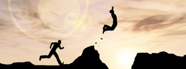  İşadamı siluet atlama