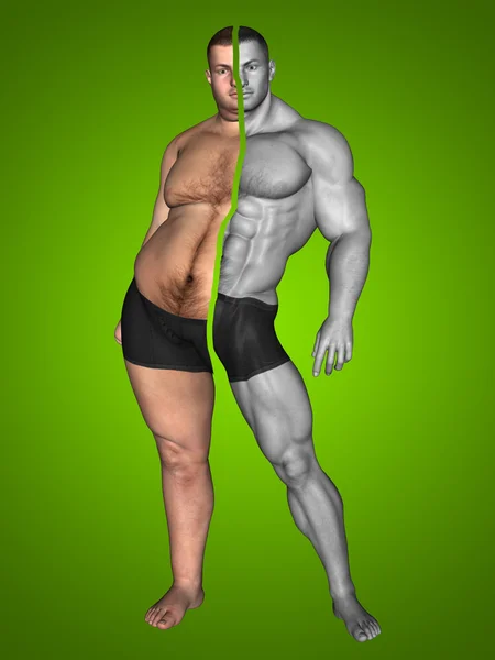 Sobrepeso vs delgado ajuste hombre —  Fotos de Stock
