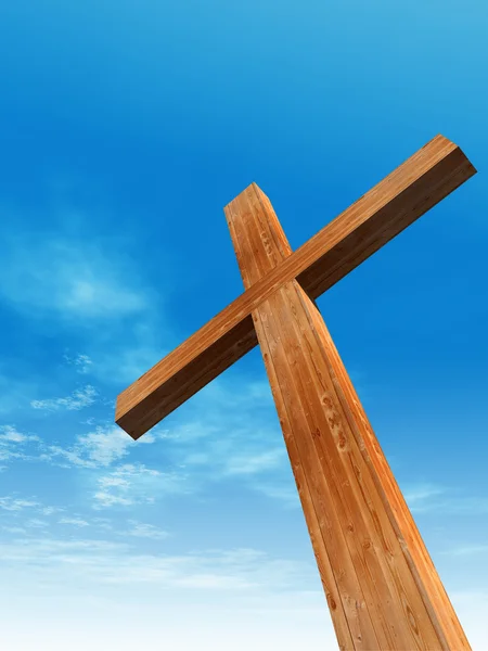 Conceptual wooden cross — Stock Photo, Image