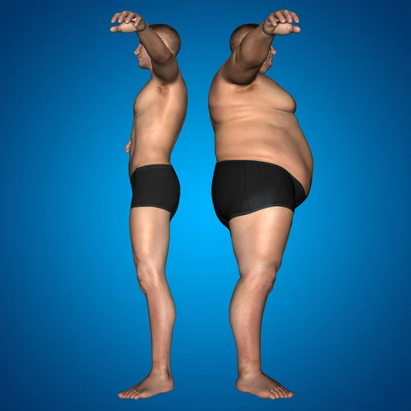 Homme en surpoids vs slim fit — Photo