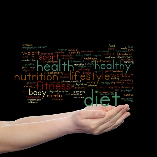 Saúde, nutrição nuvem de palavras — Fotografia de Stock
