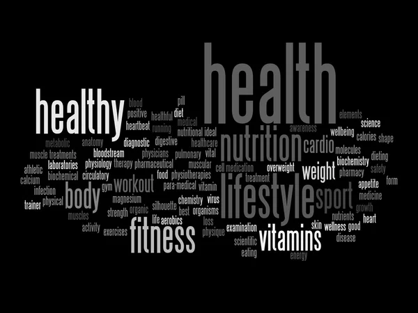 Gezondheid voeding word cloud — Stockfoto