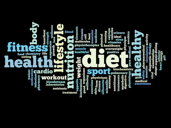 Gezondheid voeding word cloud — Stockfoto