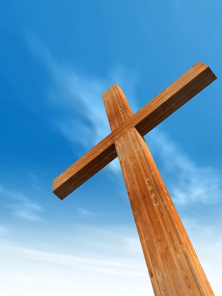 Conceptual wooden cross — Stock Photo, Image