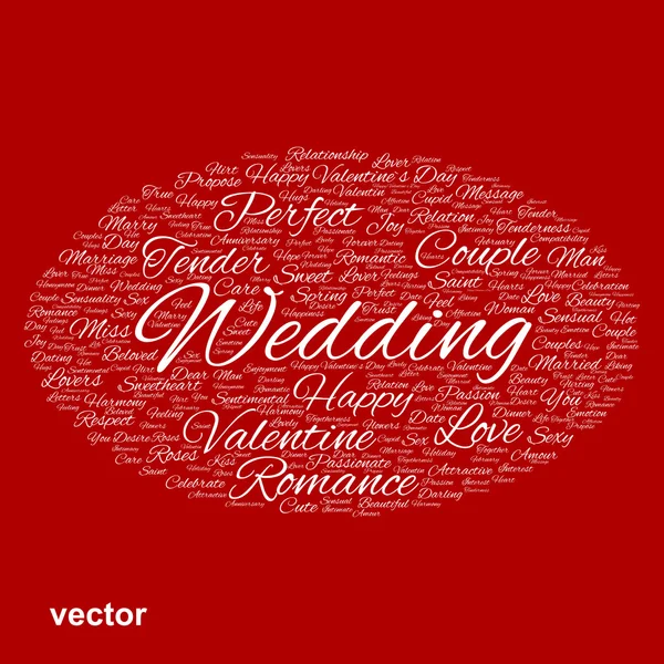 Valentine's Day, wedding word cloud — Stock Vector