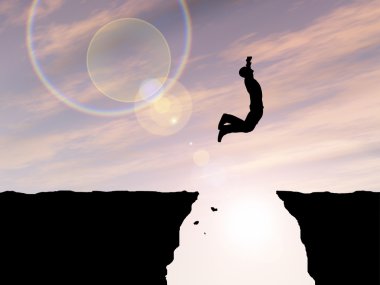  İşadamı siluet atlama