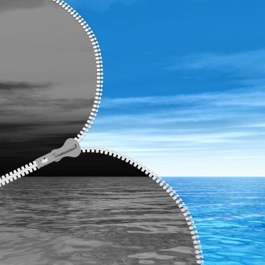  fermuar, dramatik gökyüzü ve güneşli gökyüzü