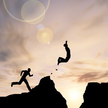  İşadamı siluet atlama