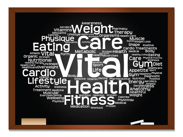 Gezondheid word cloud op blackboard — Stockfoto