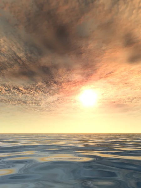 Sonne nah am Horizont und Meer — Stockfoto