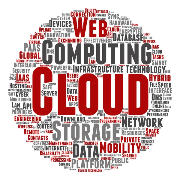 Tecnología informática palabra nube — Foto de Stock