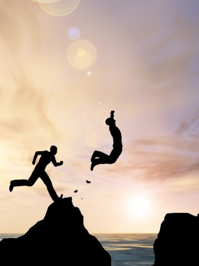 İşadamı siluet atlama 