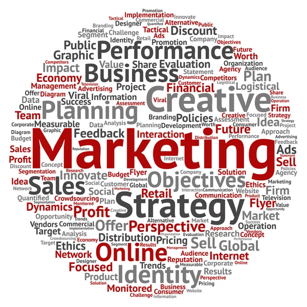 Business marketing nuvem de palavras — Fotografia de Stock