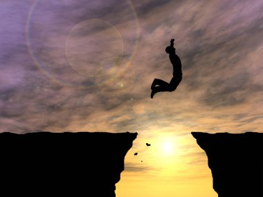  İşadamı siluet atlama 