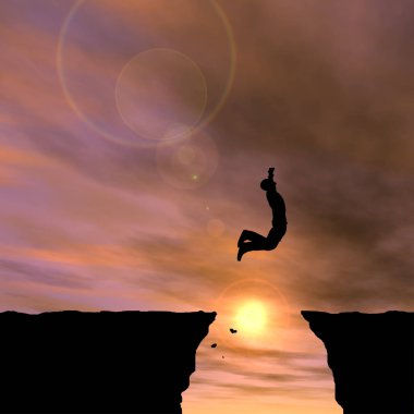  İşadamı siluet atlama 